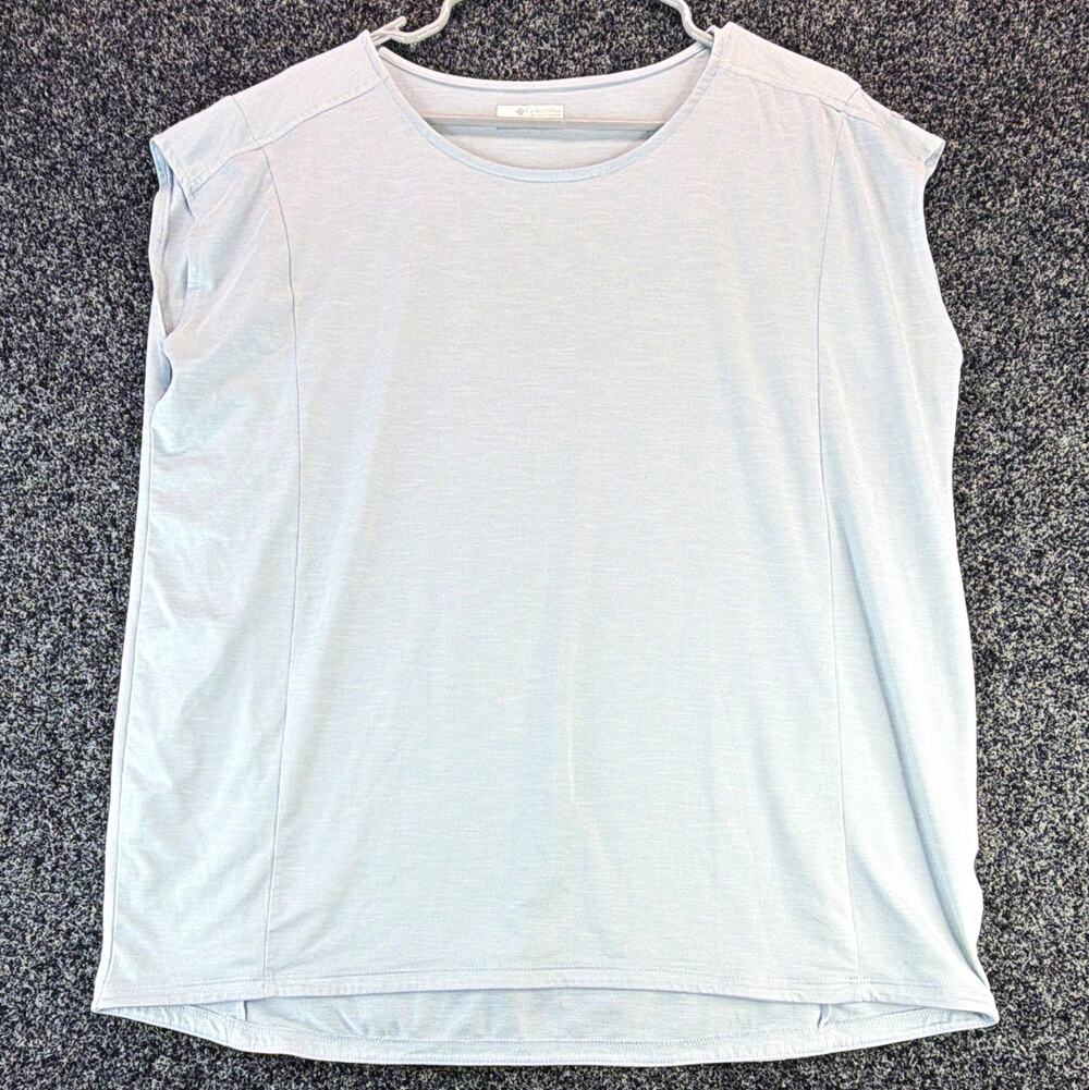 Columbia Men’s XL Sleeveless Crew Neck Polyester Solid T-Shirt Light Blue